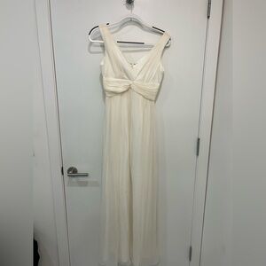 Donna Morgan White Maxi Dress with Twist Front | Size 0